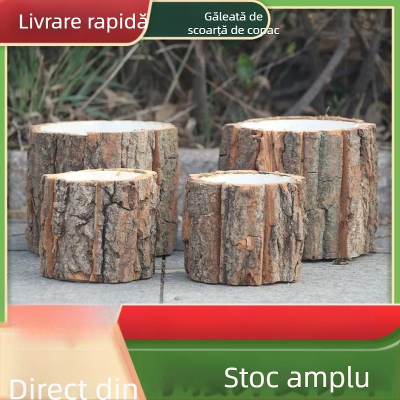 Găleată din scoarță pentru aranjamente florale și suculente – decorațiune de Crăciun și Ziua Profesorului