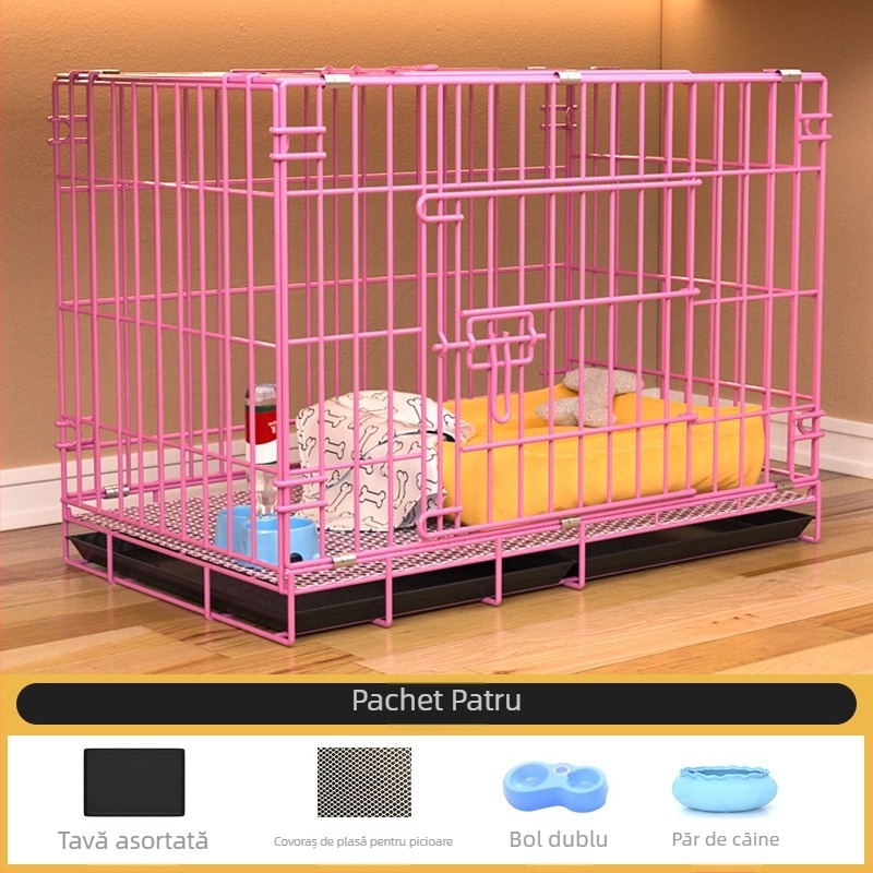 Cușcă pentru câini de talie medie și mică, Teddy, pentru interior, cu toaletă integrată și curățare automată a deșeurilor.