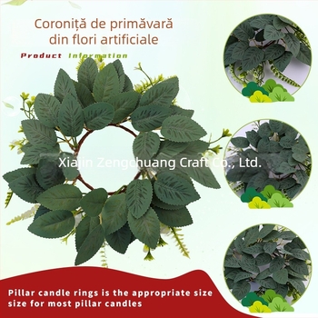 Ghirlandă de flori artificiale de primăvară, stil european, decor festiv pentru Crăciun, fundal cu suport pentru lumânări