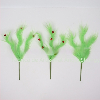 Ornament de Crăciun inspirat de Grinch, elf cu blană verde, pentru crenguțe, lucrat manual