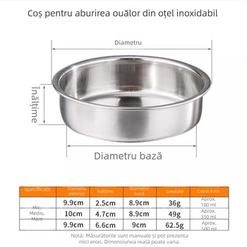 Recipient interior din oțel inoxidabil pentru aburitor de ouă — bol pentru ouă la abur și farfurie pentru gătit la abur