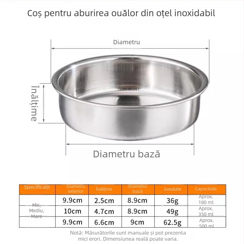 Recipient interior din oțel inoxidabil pentru aburitor de ouă — bol pentru ouă la abur și farfurie pentru gătit la abur