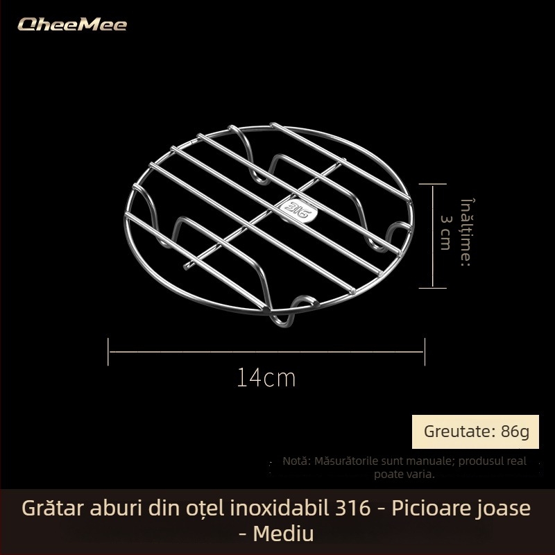 Raft de abur din oțel inoxidabil 316, pentru ouă și tigăi; suport cu picioare scurte, bază pentru baie de apă și coș de aburi