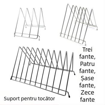 Raft triunghiular pentru tocătoare din oțel inoxidabil, cadru din sârmă, cu drenaj pentru plăci din plastic; 6, 3, 4 și 10 compartimente.