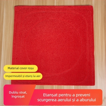 Covoraș roșu pentru aburi cu o singură gaură, pernă etanșă împotriva scurgerilor și garnitură de colț, covoraș textil cu două straturi