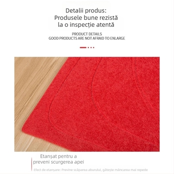 Covoraș roșu pentru aburi cu o singură gaură, pernă etanșă împotriva scurgerilor și garnitură de colț, covoraș textil cu două straturi