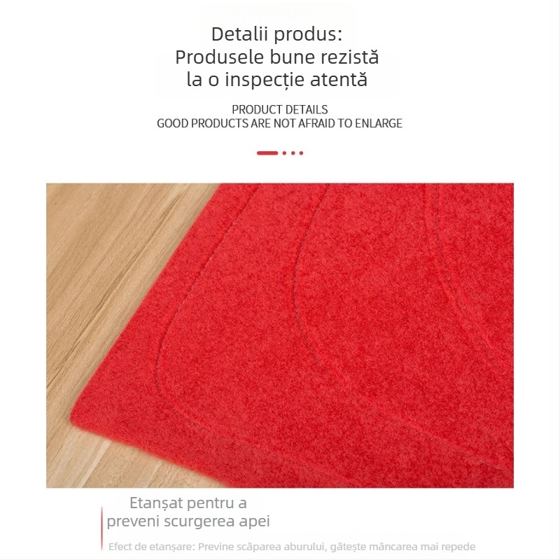 Covoraș roșu pentru aburi cu o singură gaură, pernă etanșă împotriva scurgerilor și garnitură de colț, covoraș textil cu două straturi
