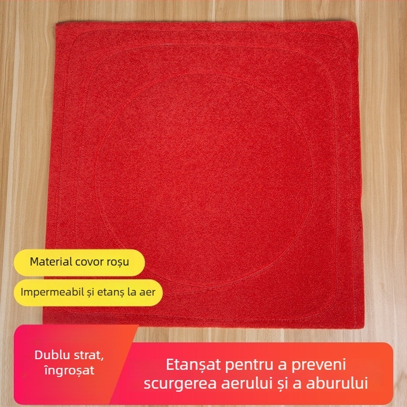 Covoraș roșu pentru aburi cu o singură gaură, pernă etanșă împotriva scurgerilor și garnitură de colț, covoraș textil cu două straturi