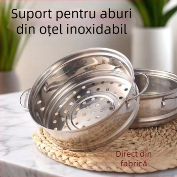 Coș de aburi din oțel inoxidabil, raft de aburi și tavă de aburi