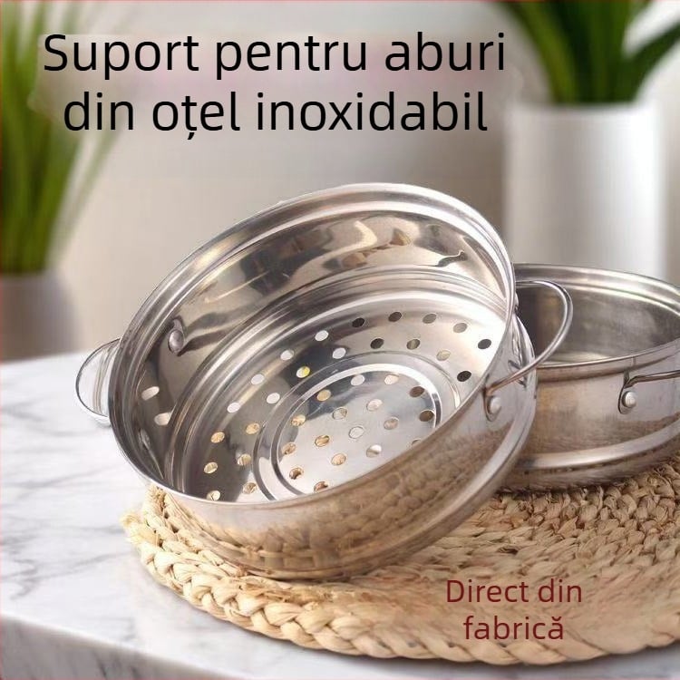 Coș de aburi din oțel inoxidabil, raft de aburi și tavă de aburi