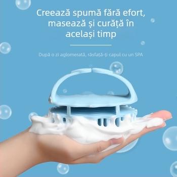 Perie de șampon din silicon, în stil japonez, pentru curățarea scalpului și masaj, dual pentru păr uscat și ud