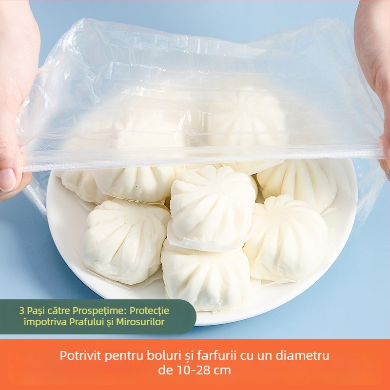Set capac pentru boluri cu folie alimentară — capac etanș elastic pentru păstrarea resturilor în frigider