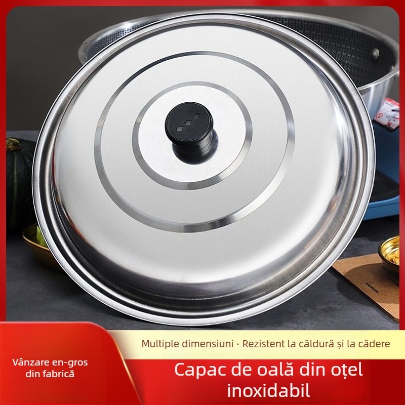 Capac rotund din oțel inoxidabil, universal, pentru oale și wok