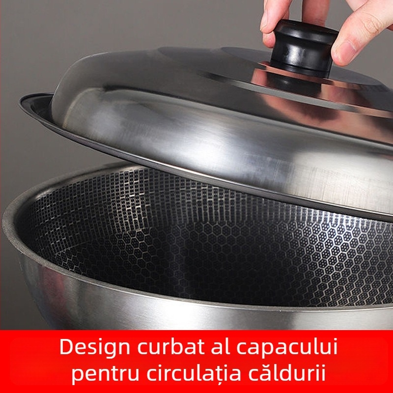 Capac rotund din oțel inoxidabil, universal, pentru oale și wok