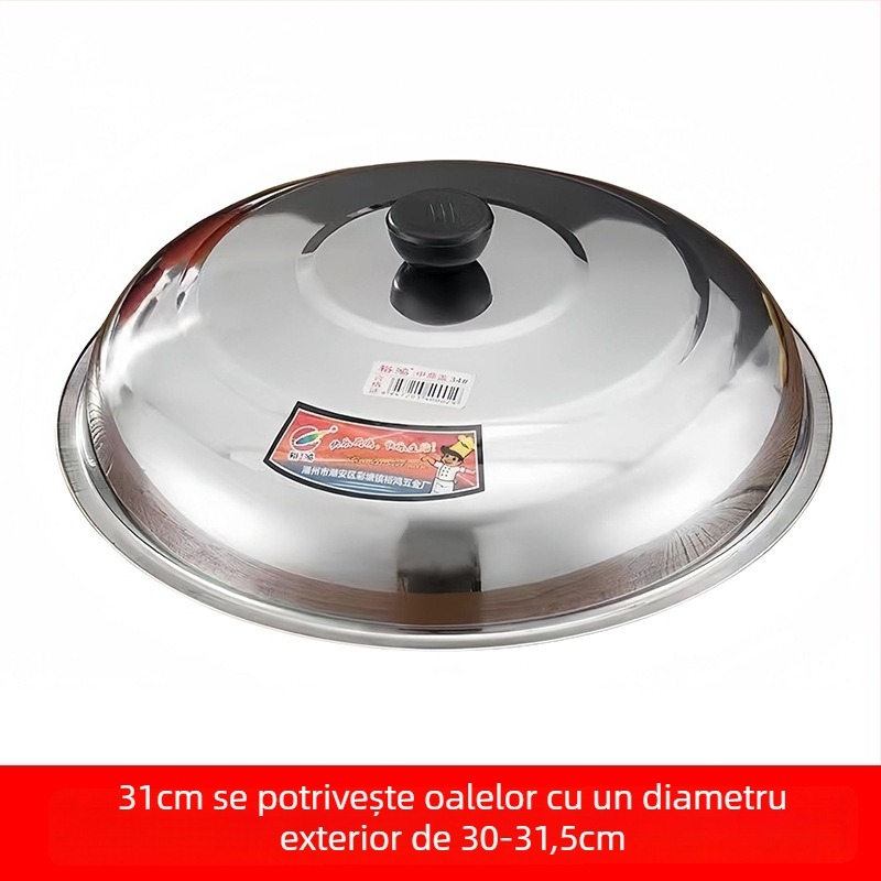 Capac rotund din oțel inoxidabil, universal, pentru oale și wok