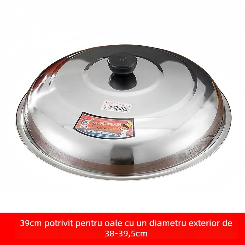 Capac rotund din oțel inoxidabil, universal, pentru oale și wok