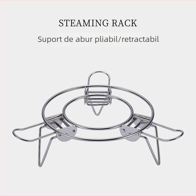 Raft de abur pliabil telescopic din oțel inoxidabil 304, cu picioare înalte și groase, pentru gătit la abur în rice cooker