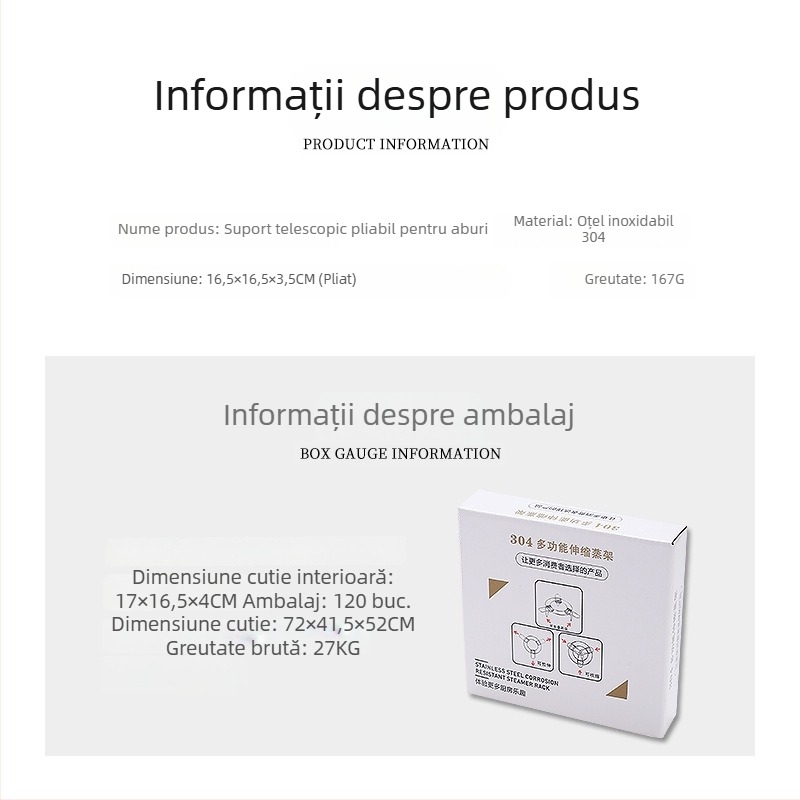Raft de abur pliabil telescopic din oțel inoxidabil 304, cu picioare înalte și groase, pentru gătit la abur în rice cooker