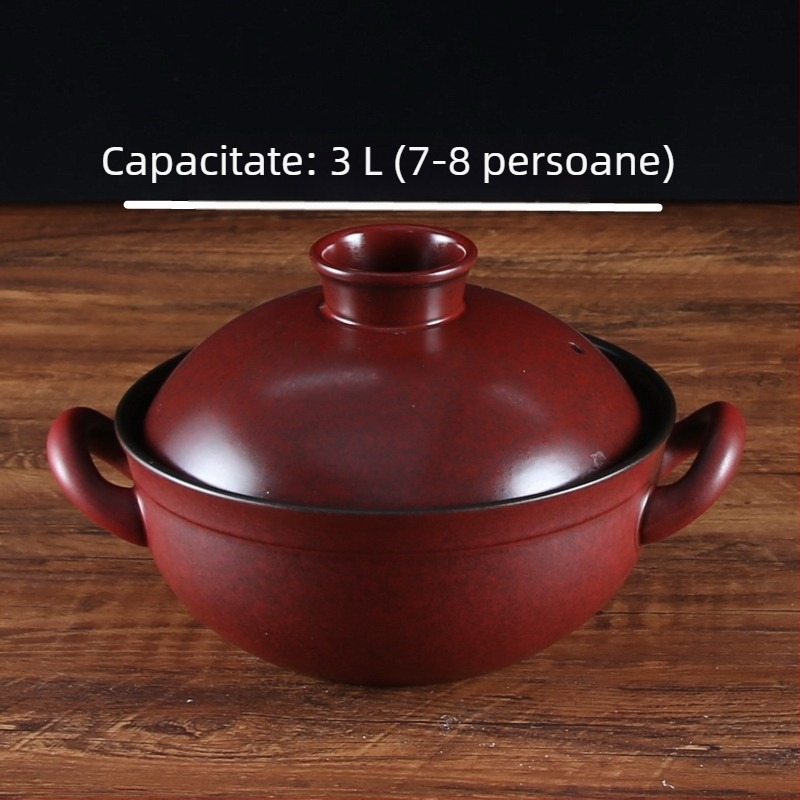 Oală ceramică pentru gătit orez în oală de lut, antiaderentă, compatibilă cu aragazul, rezistentă la temperaturi înalte, protecție împotriva arderii uscate