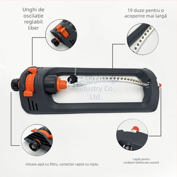 Stropitor automat rotativ 180° cu 19 duze pentru grădină și gazon
