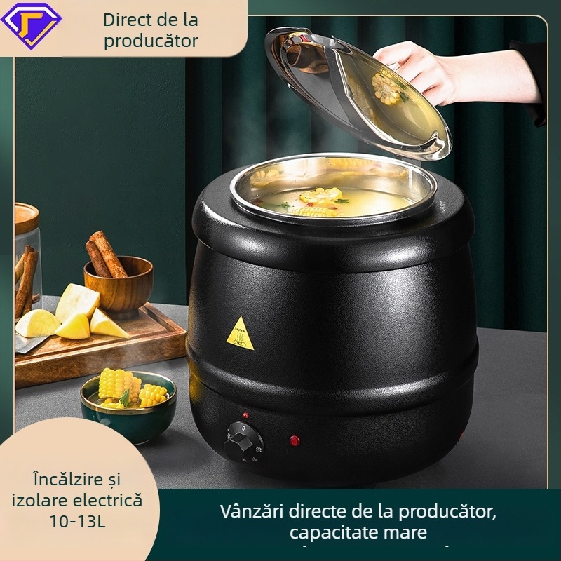 Vas de supă izolat termostatic, 10L, oțel inoxidabil, fund fontă, pentru utilizare comercială la bufet și hotel