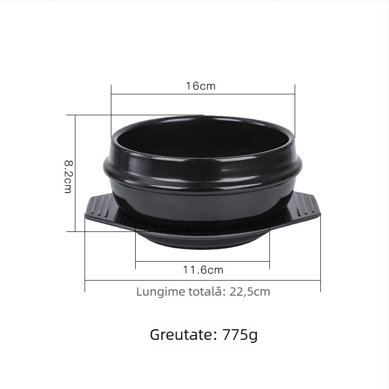 Vas din piatră pentru Bibimbap și bucătărie coreeană, cazan din lut rezistent la temperaturi înalte, 1 L, Doenjang Jjigae și Samgyetang în vas de piatră