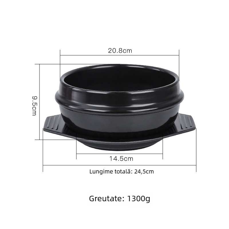 Vas din piatră pentru Bibimbap și bucătărie coreeană, cazan din lut rezistent la temperaturi înalte, 1 L, Doenjang Jjigae și Samgyetang în vas de piatră