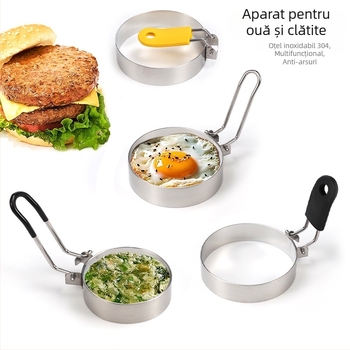 Formă circulară pentru omletă din oțel inoxidabil 304 – pentru omletă, clătite, prăjituri și prăjituri de orez