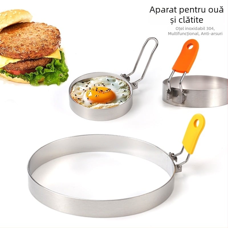 Formă circulară pentru omletă din oțel inoxidabil 304 – pentru omletă, clătite, prăjituri și prăjituri de orez