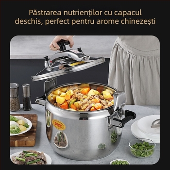 Vas sub presiune rezistent la explozie pentru uz comercial, capacitate mare, din oțel inoxidabil, universal pentru plite cu gaz sau inducție, multifuncțional, mărime extra-large.