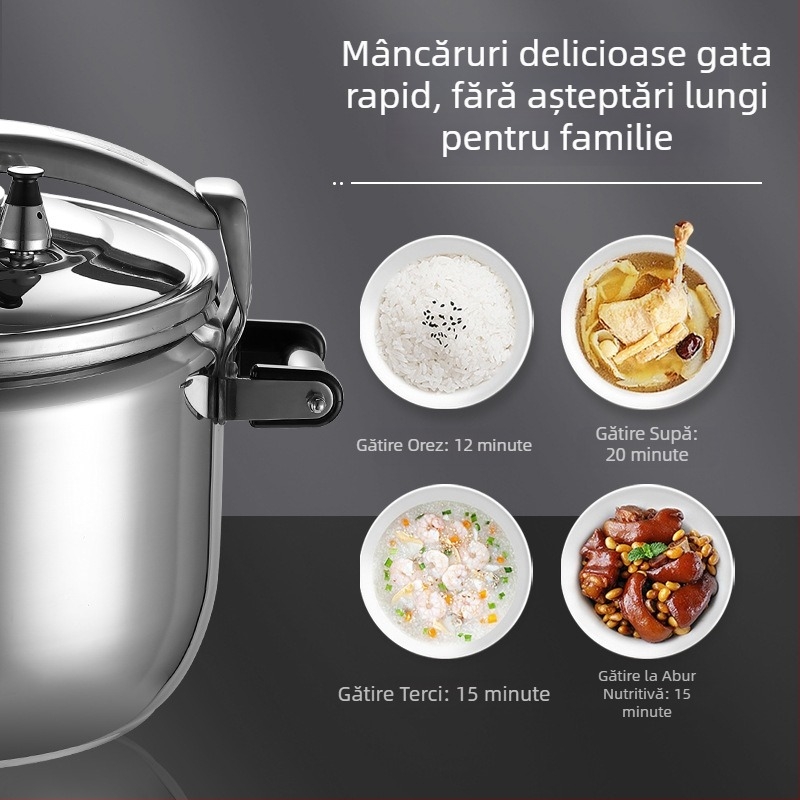 Vas sub presiune rezistent la explozie pentru uz comercial, capacitate mare, din oțel inoxidabil, universal pentru plite cu gaz sau inducție, multifuncțional, mărime extra-large.