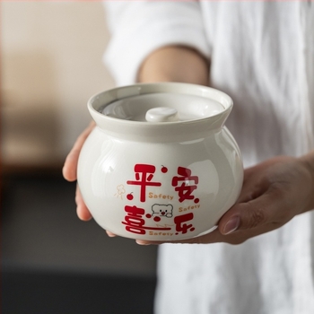 Vas ceramic pentru o porție cu capac, gătit la aburi, uz casnic, stil chinezesc tradițional