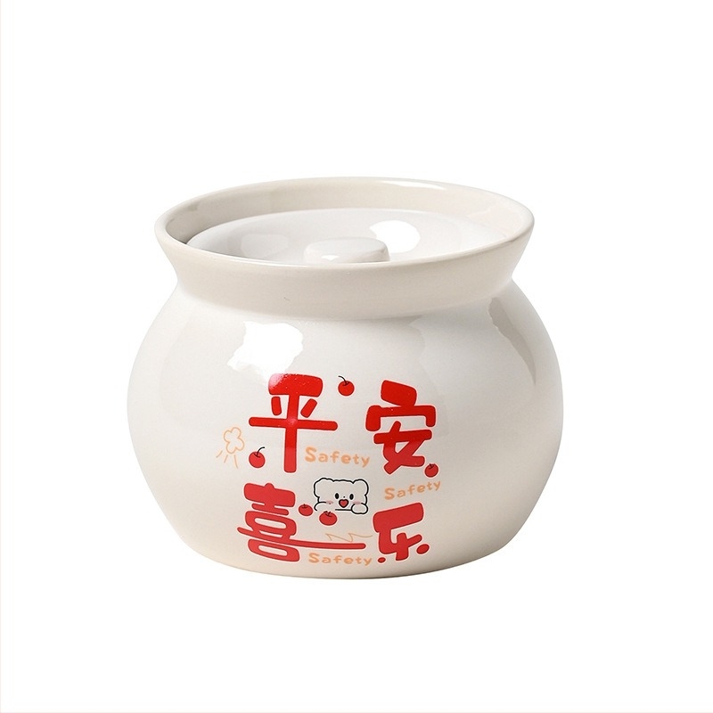 Vas ceramic pentru o porție cu capac, gătit la aburi, uz casnic, stil chinezesc tradițional