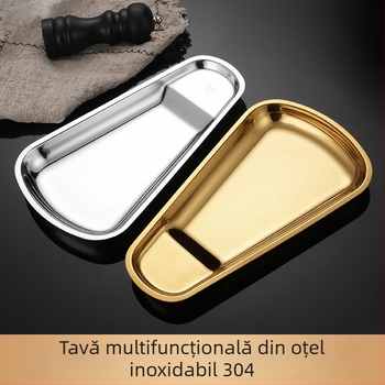 Tavă pătrată din oțel inox cu finisaj auriu, pentru bufet, prezentare mâncare, gustări și prosoape