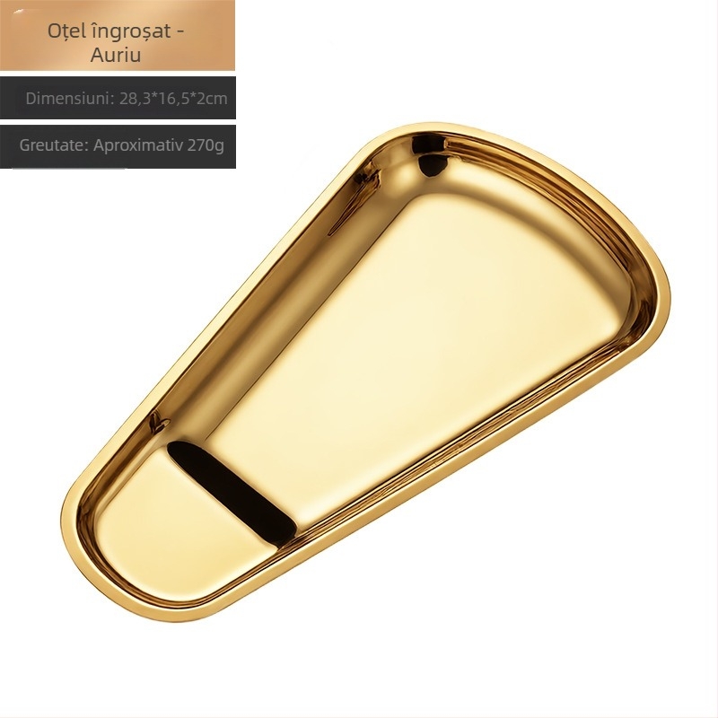 Tavă pătrată din oțel inox cu finisaj auriu, pentru bufet, prezentare mâncare, gustări și prosoape