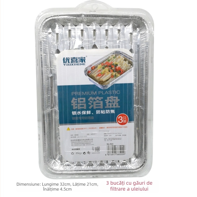 Tavă de copt din folie de aluminiu, rezistentă la temperaturi înalte, îngroșată, rotundă, antiaderentă pentru cuptor și grătar