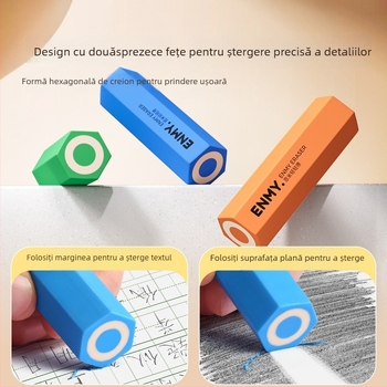 Guma hexagonală Enmi pentru elevi, non-toxică, curată, fără urme, design creativ drăguț