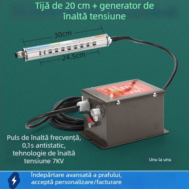 Eliminator static cu aer ionic, compact, inteligent, pentru fabricarea și imprimarea pungilor din folie plastică
