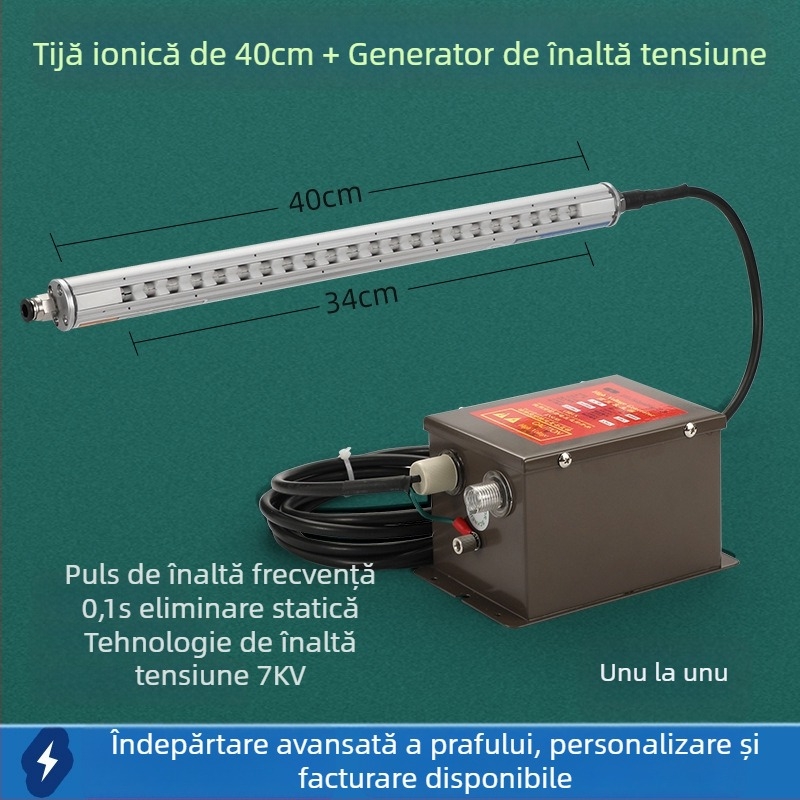 Eliminator static cu aer ionic, compact, inteligent, pentru fabricarea și imprimarea pungilor din folie plastică