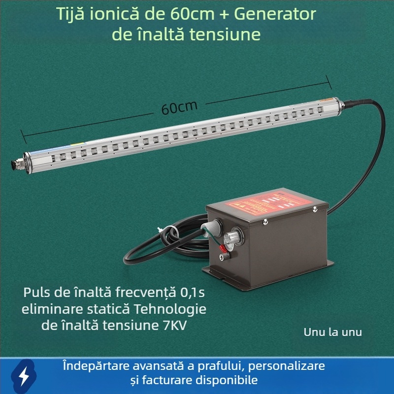 Eliminator static cu aer ionic, compact, inteligent, pentru fabricarea și imprimarea pungilor din folie plastică