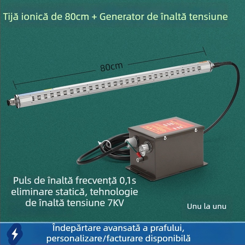 Eliminator static cu aer ionic, compact, inteligent, pentru fabricarea și imprimarea pungilor din folie plastică
