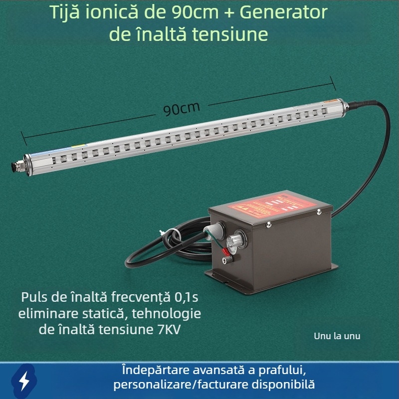 Eliminator static cu aer ionic, compact, inteligent, pentru fabricarea și imprimarea pungilor din folie plastică