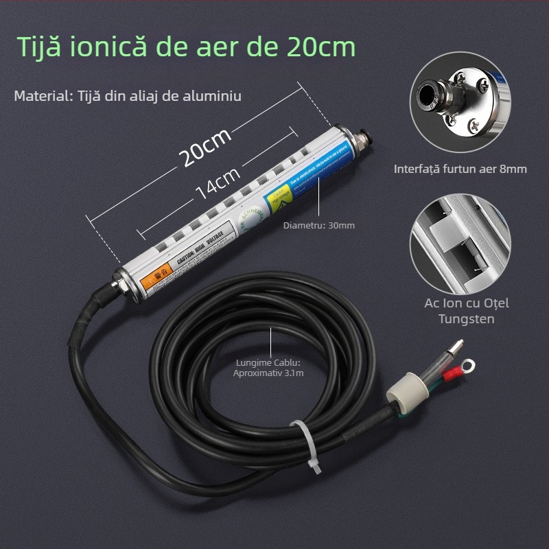 Eliminator static cu aer ionic, compact, inteligent, pentru fabricarea și imprimarea pungilor din folie plastică