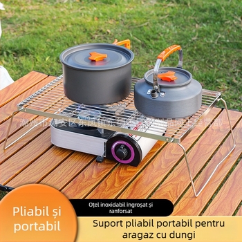 Grill portabil din oțel inoxidabil fără magnet pentru exterior – set grill cu cărbune, pătrat, mic, pentru camping (3–5 persoane)