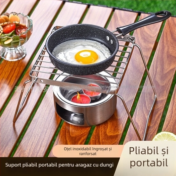 Grill portabil din oțel inoxidabil fără magnet pentru exterior – set grill cu cărbune, pătrat, mic, pentru camping (3–5 persoane)
