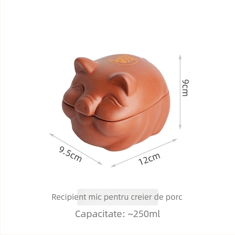 Vas din lut Yixing cu motiv creier de porc și floare, potrivit pentru microunde
