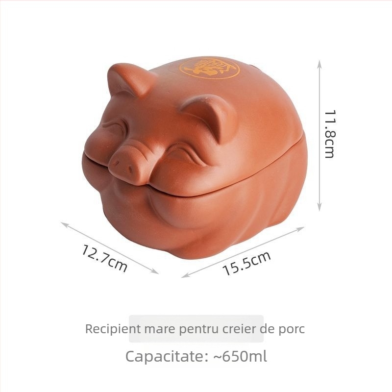 Vas din lut Yixing cu motiv creier de porc și floare, potrivit pentru microunde
