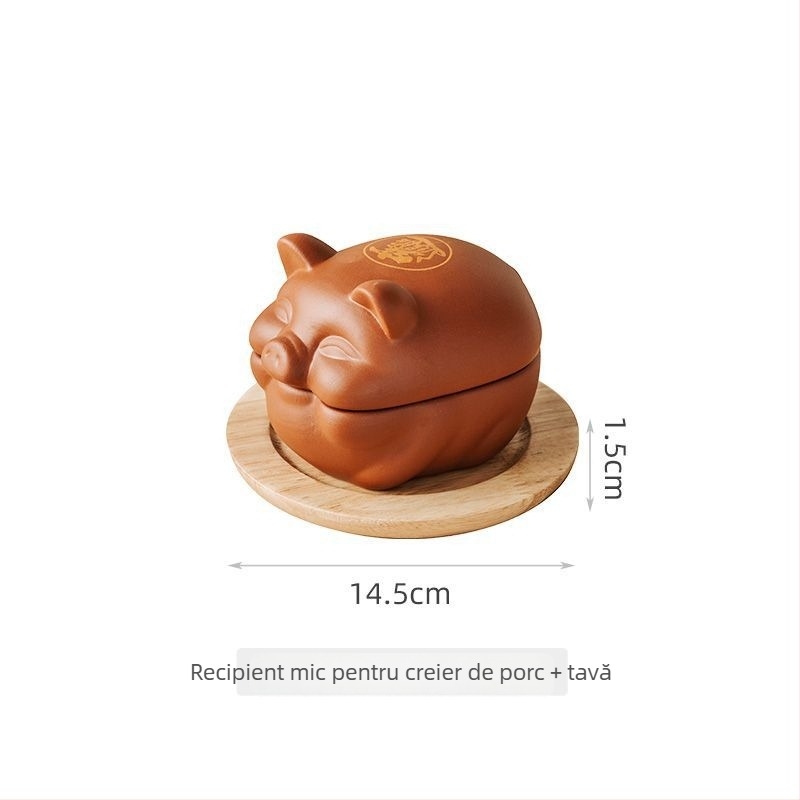 Vas din lut Yixing cu motiv creier de porc și floare, potrivit pentru microunde