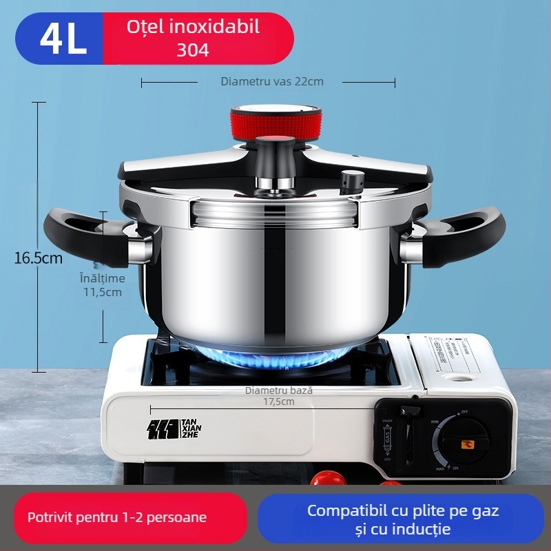 Universal Treasure Oală sub presiune cu control mecanic, oțel inoxidabil 304, rezistentă la explozie, potrivită pentru aragaz cu gaz și plită cu inducție, utilizare casnică
