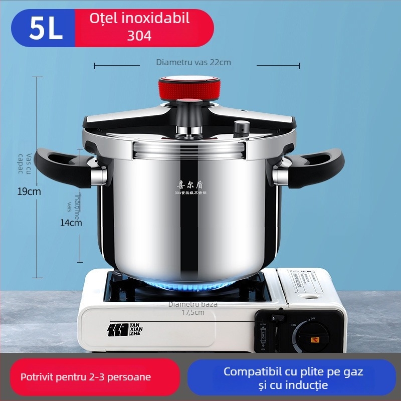 Universal Treasure Oală sub presiune cu control mecanic, oțel inoxidabil 304, rezistentă la explozie, potrivită pentru aragaz cu gaz și plită cu inducție, utilizare casnică